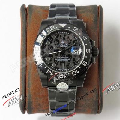 Clone Rolex GMT Master II "Titan Revenge" All Black Case Skull Face Swiss Watch